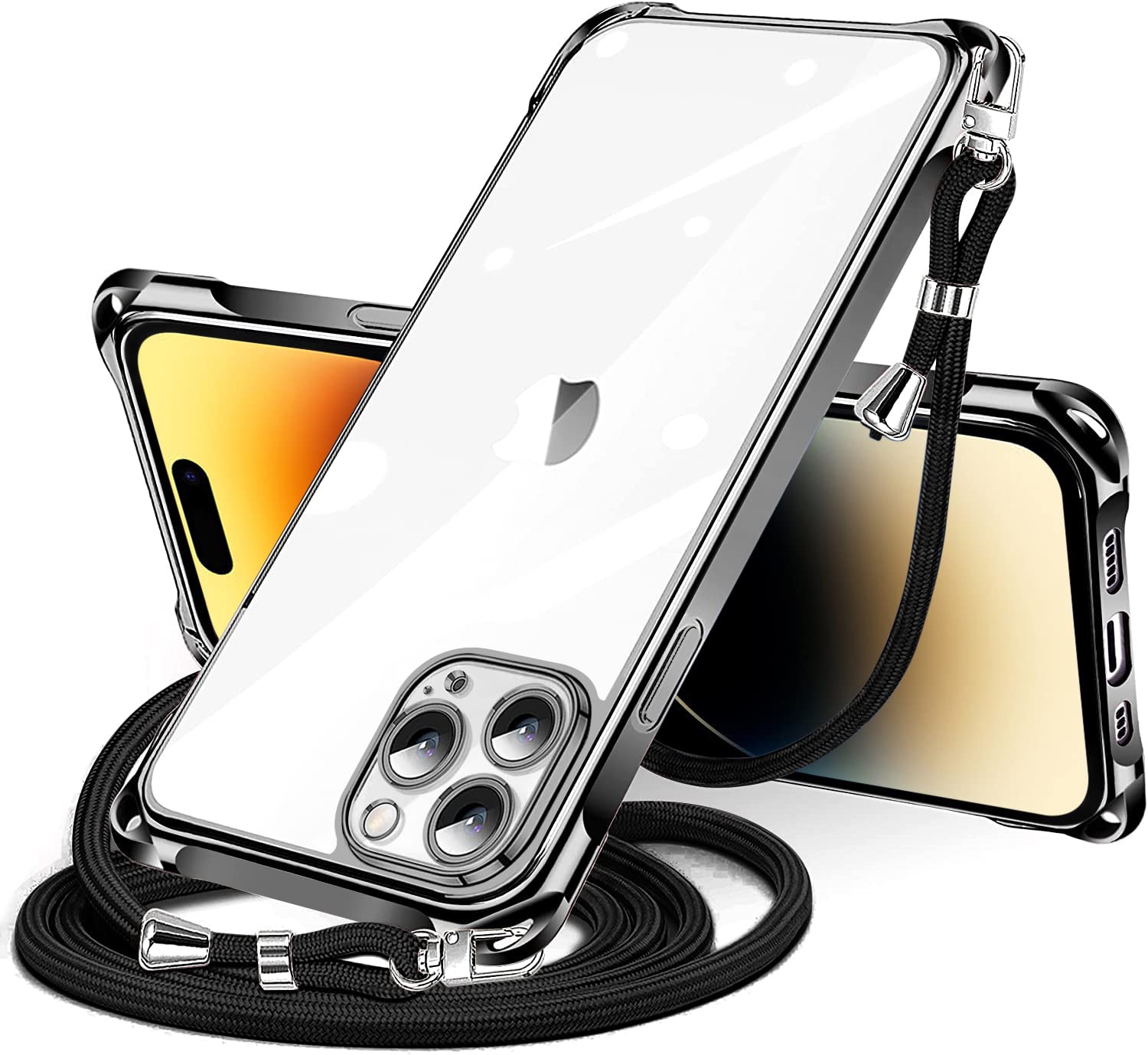 iPhone14 Pro Max クリアケース　ショルダー紐つき Amazon.co.jp: NISIILNG iPhone 14 Pro Max 用 ケース クリア